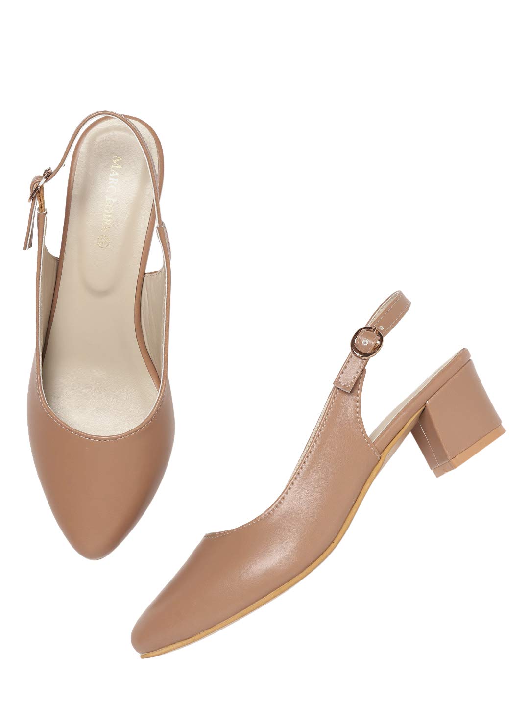 Marc Loire Women's Pointed Toe Block Heel Pumps for Office, Party and Formal Occasions