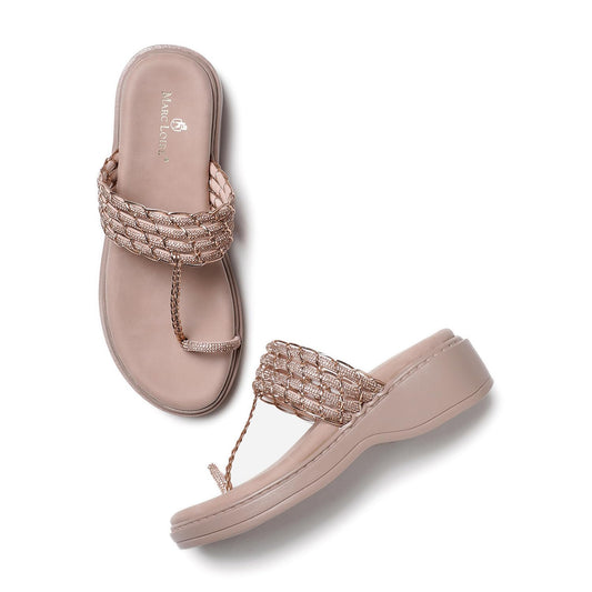 Marc Loire Women's Bow Embellished Slip-On Platform Heel Fashion Sandal for All Occasion