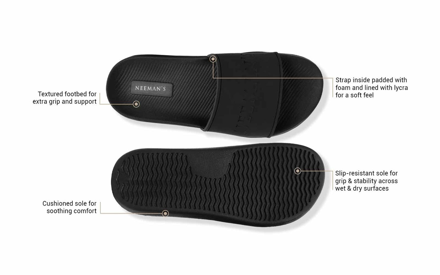 Neeman's De-stress Slides for Men | Cushioned & Comfortable Flip Flops for Men | everyday Comfort, Lightweight and Flexible