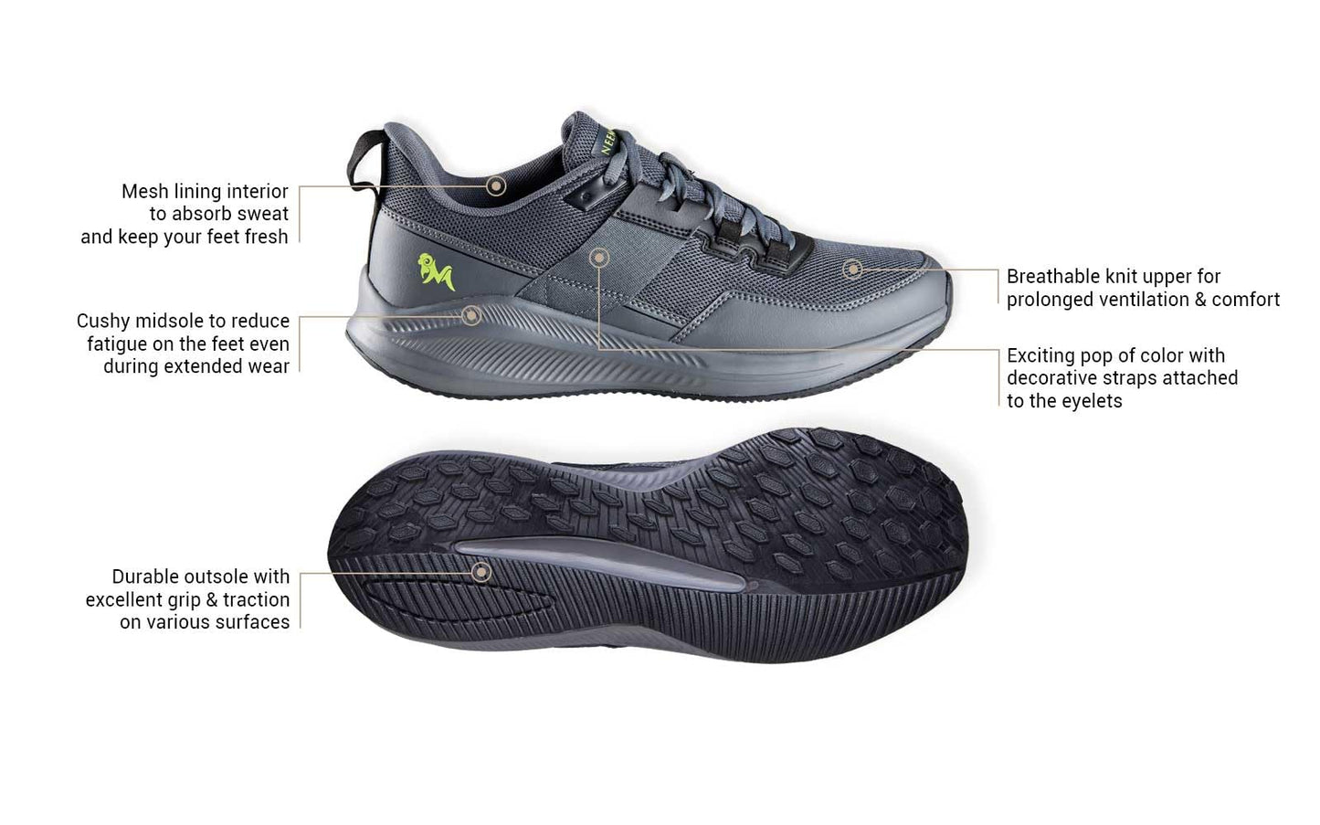 Neeman's The Exuberants Sneakers for Men | Comfortable and Flexible | Casual Shoes for Men | Stylish and Trendy | Walking, Running, Gyming Sneakers | EVA Sole Men's Sneakers