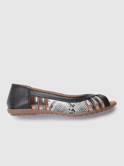 Marc Loire Women's Faux Leather Comfortable Open-Toe Slip-On Flat Ballerina Shoes for Casual Wear, Party and Formal Occasions.