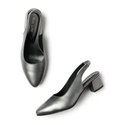 Marc Loire Women's Pointed Toe Block Heel Pumps for Office, Party and Formal Occasions