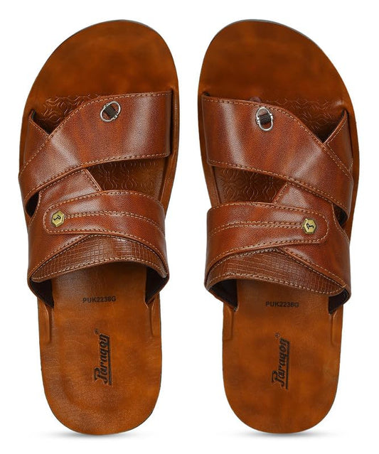 PARAGON Men's Slip On Brown Sandals | Trendy Casual Slip-on Sandals with Cushioned Footbed, and Durable Construction | Perfect for Everyday Casual Wear (UK: 8)
