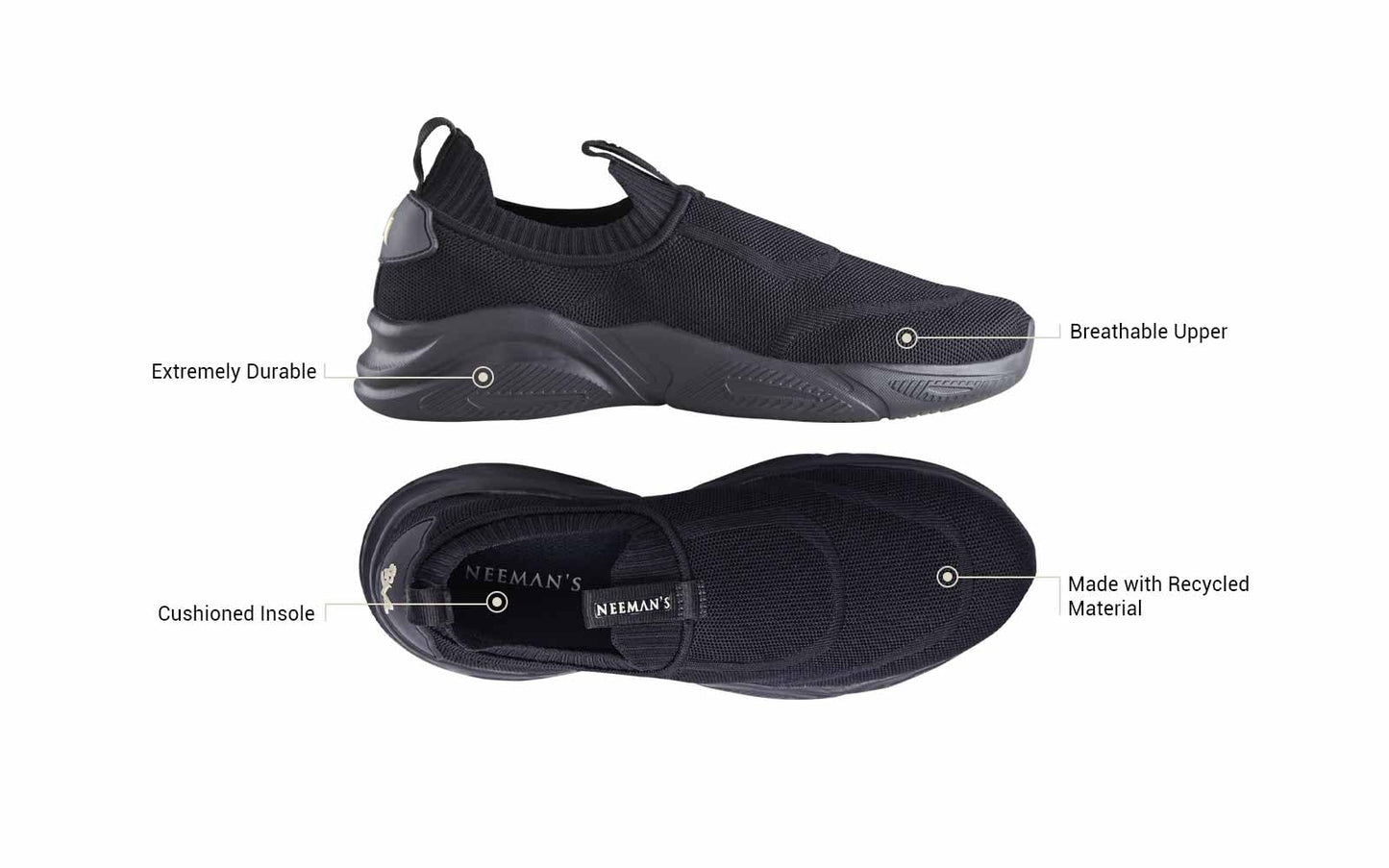 Neeman's Sole Max Slip On's for Men | Casual Shoes for Men | Comfortable, Breathable and Flexible | Soft Trendy Stylish Shoes for Men | Walking Running Shoes