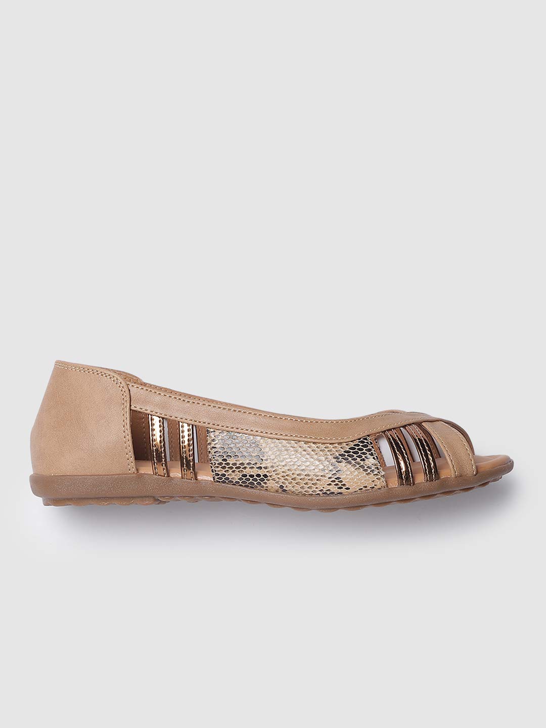 Marc Loire Women's Faux Leather Comfortable Open-Toe Slip-On Flat Ballerina Shoes for Casual Wear, Party and Formal Occasions.