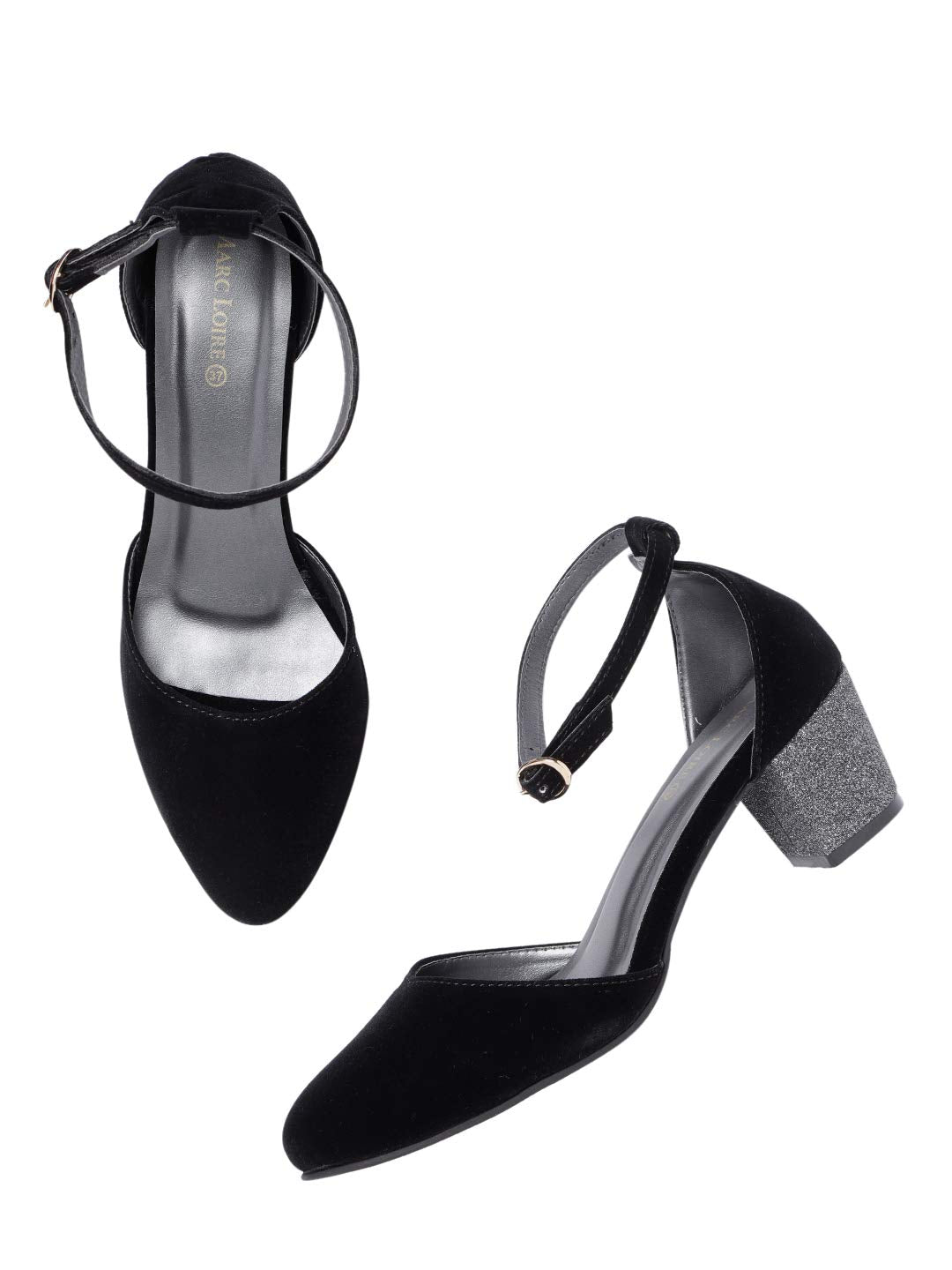 Marc Loire Women’s Pointed Toe Block Heel Fashion Sandals with Buckled Ankle Strap