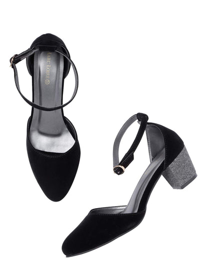 Marc Loire Women’s Pointed Toe Block Heel Fashion Sandals with Buckled Ankle Strap