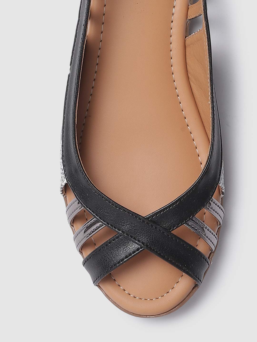 Marc Loire Women's Faux Leather Comfortable Open-Toe Slip-On Flat Ballerina Shoes for Casual Wear, Party and Formal Occasions.