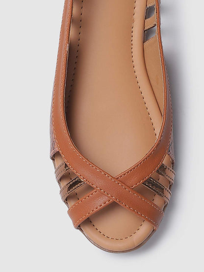 Marc Loire Women's Faux Leather Comfortable Open-Toe Slip-On Flat Ballerina Shoes for Casual Wear, Party and Formal Occasions.
