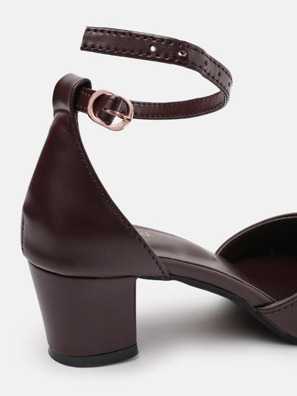 Marc Loire Women’s Pointed Toe Block Heel Fashion Sandals with Buckled Ankle Strap