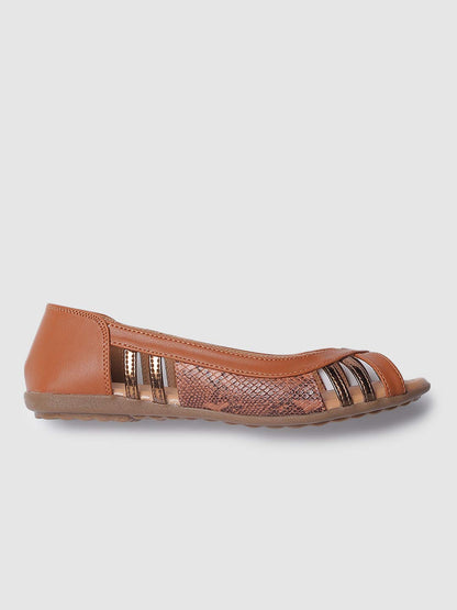 Marc Loire Women's Faux Leather Comfortable Open-Toe Slip-On Flat Ballerina Shoes for Casual Wear, Party and Formal Occasions.