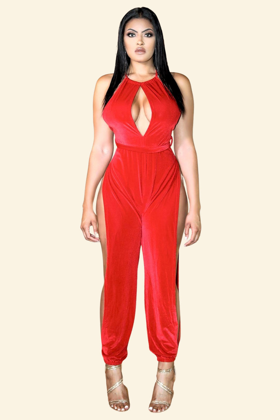 “RED VELVET” Rib Jumpsuit