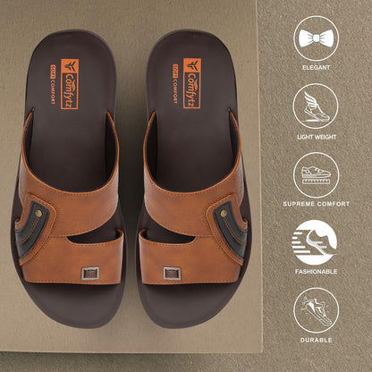 RF COMFYTZ Men's Open Toe Slip-on Sandal | Ultra Soft Memory Cushion Chappal | Flip-Flop for Outdoor/Festive Ethnic Wear | Comfortable Footbed & Slip Resistant | Perfect for Kurta, Lungis, Weddings & Casual Use