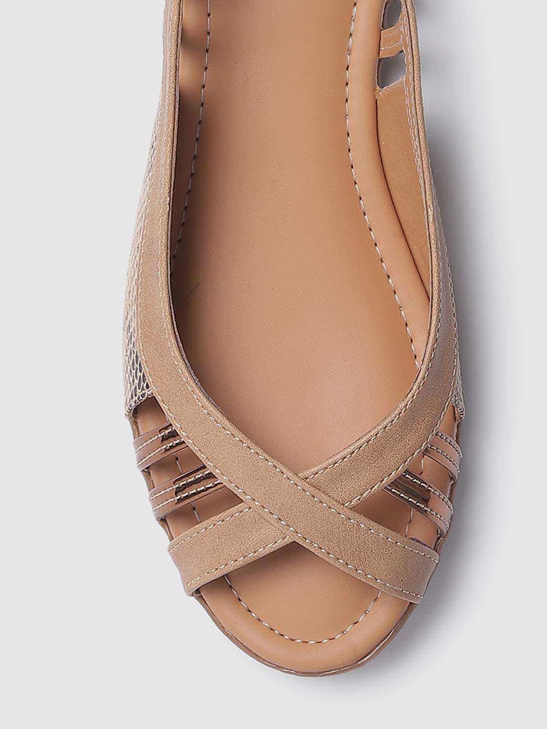 Marc Loire Women's Faux Leather Comfortable Open-Toe Slip-On Flat Ballerina Shoes for Casual Wear, Party and Formal Occasions.