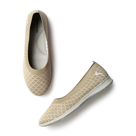 Marc Loire Women's Lightweight Athleisure Knitted Active Wear Slip-On Ballerina Casual Shoes for Daily Walking