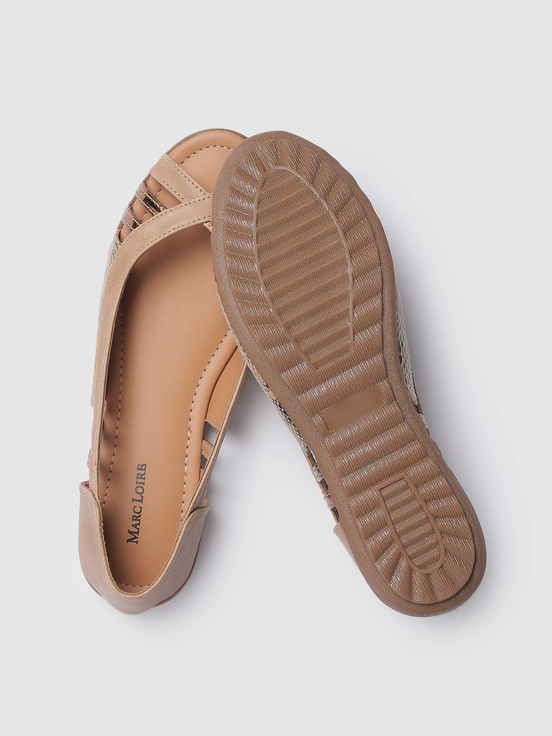 Marc Loire Women's Faux Leather Comfortable Open-Toe Slip-On Flat Ballerina Shoes for Casual Wear, Party and Formal Occasions.