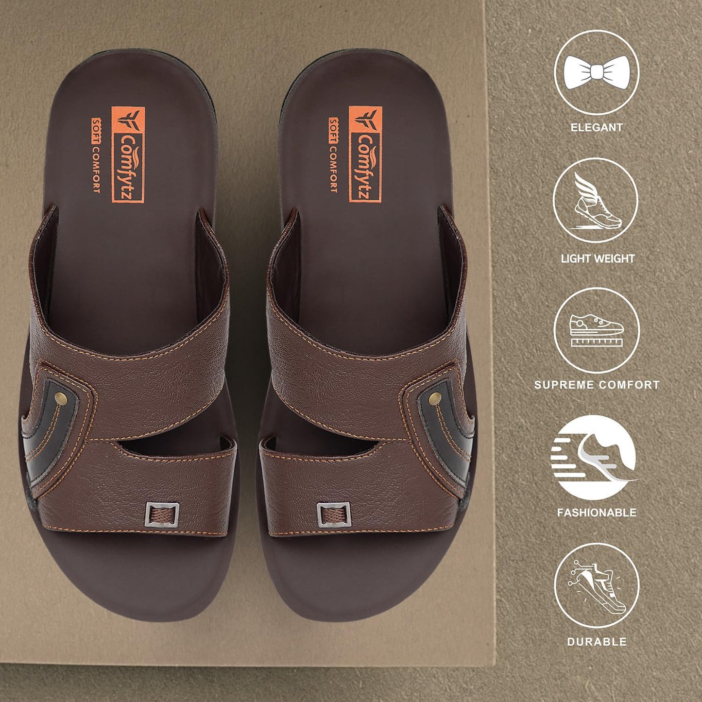 RF COMFYTZ Men's Open Toe Slip-on Sandal | Ultra Soft Memory Cushion Chappal | Flip-Flop for Outdoor/Festive Ethnic Wear | Comfortable Footbed & Slip Resistant | Perfect for Kurta, Lungis, Weddings & Casual Use