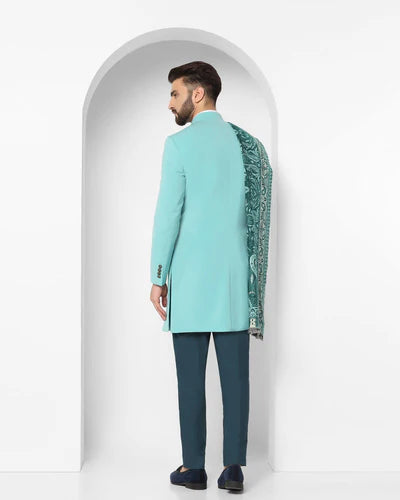 BB-Mint Swarn Solid Achkan Set - Richard