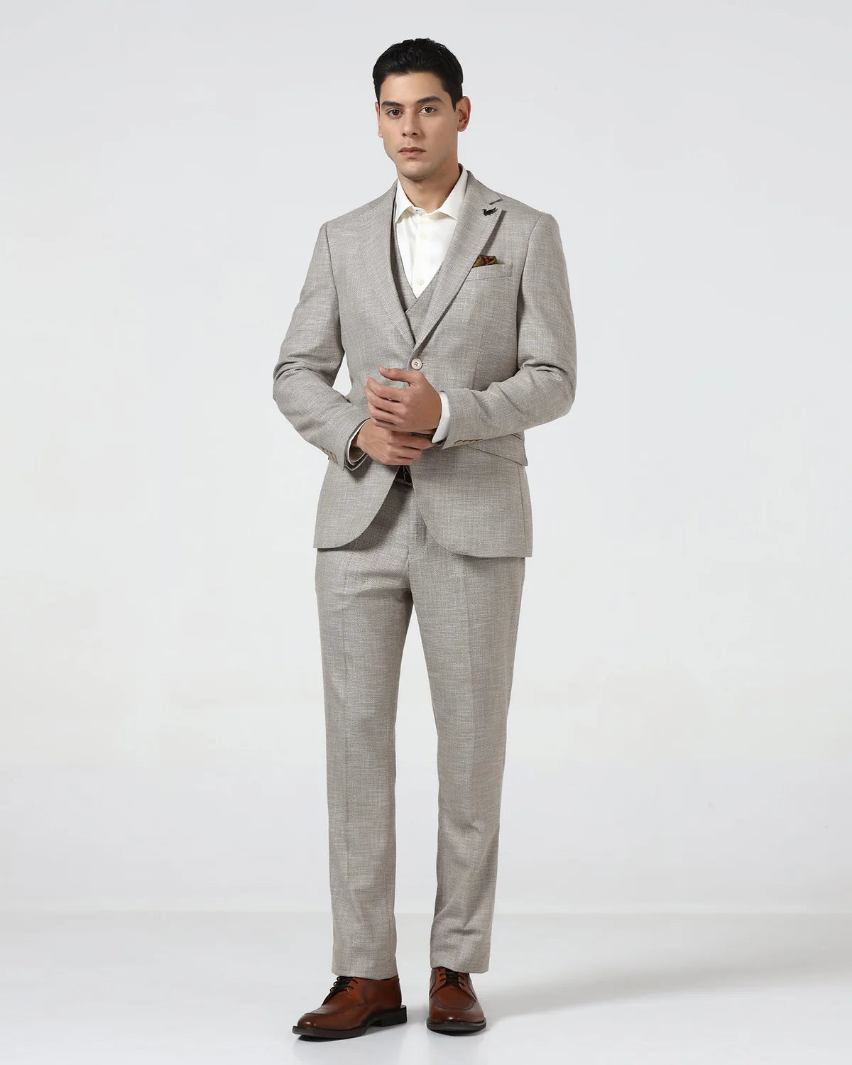 BlackBerry - Brown Three Piece Textured Suit - Dayle