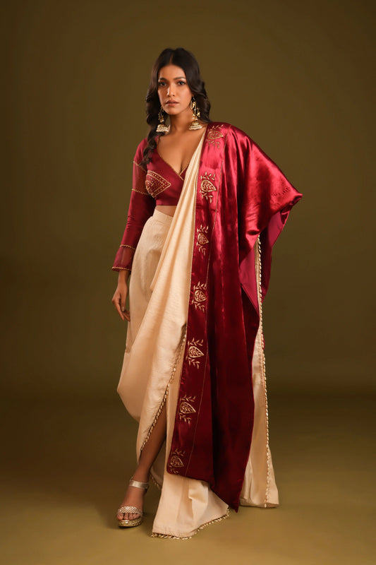 Bhavini - GOLDEN MALLIKA PRE-DRAPE SAREE WITH BLOUSE