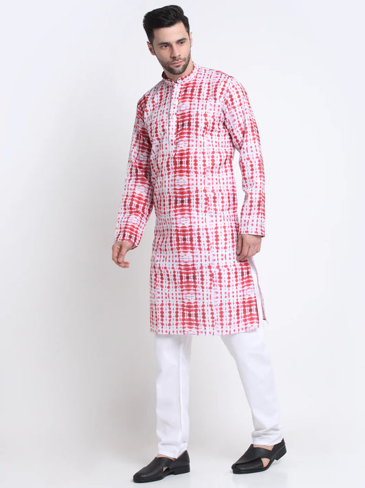 KRAFT INDIA - Kraft India Men Cotton Tie-Dye Print Kurta and Pyjama Set