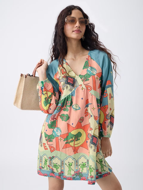 SS-Textured Dress: Astral Bloom