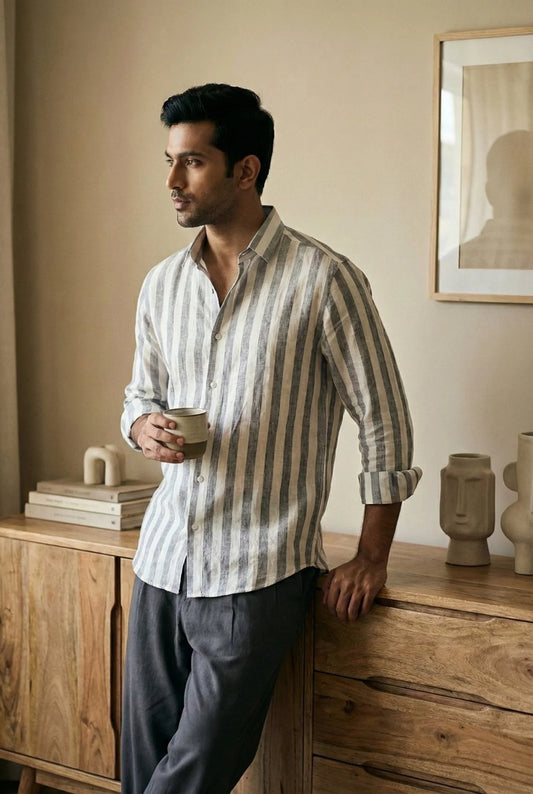 Tyra-Vellum Striped Linen Shirt