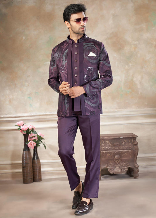 Ethnic Tree - Wine Multi Indo-Western Sherwani suit