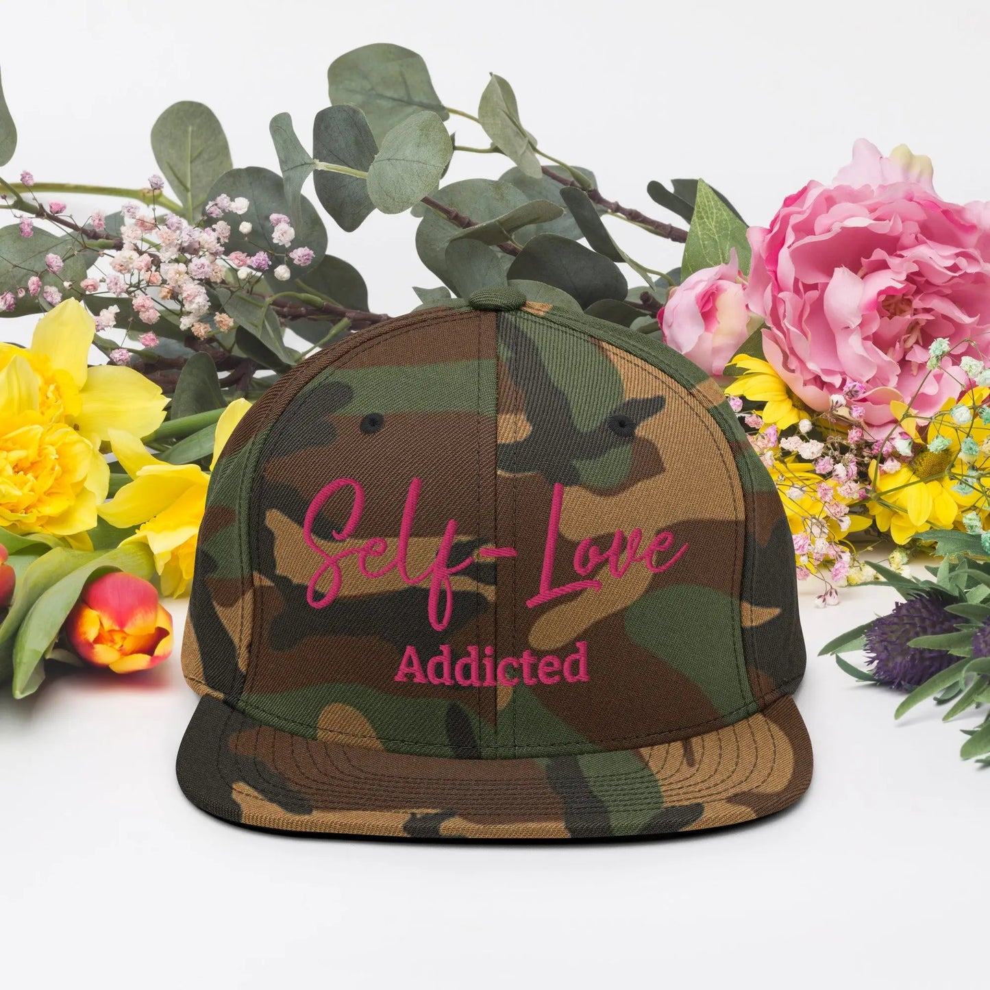 Self Love Addicted Snapback Hat With Embroidery