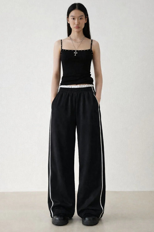 BEEGLEE - Black Frill Linen Pants