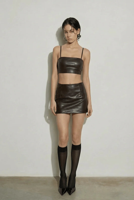 BEEGLEE - Brown Iris Leather Bralette