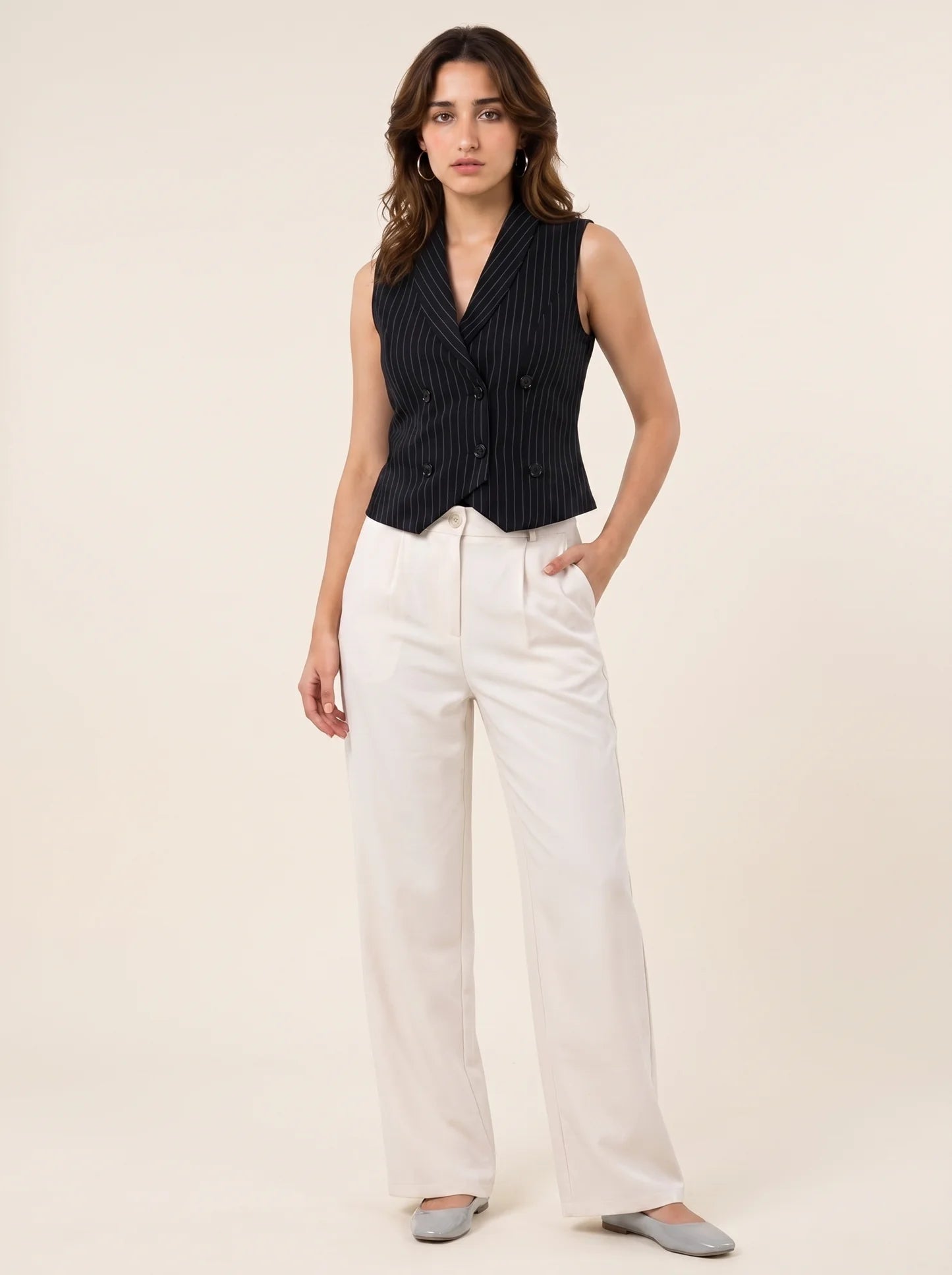 Boss Bella - Boss It Striped Waistcoat With Off-white Trousers