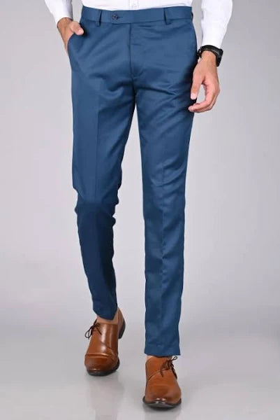 Regular Fit Men Blue Trousers