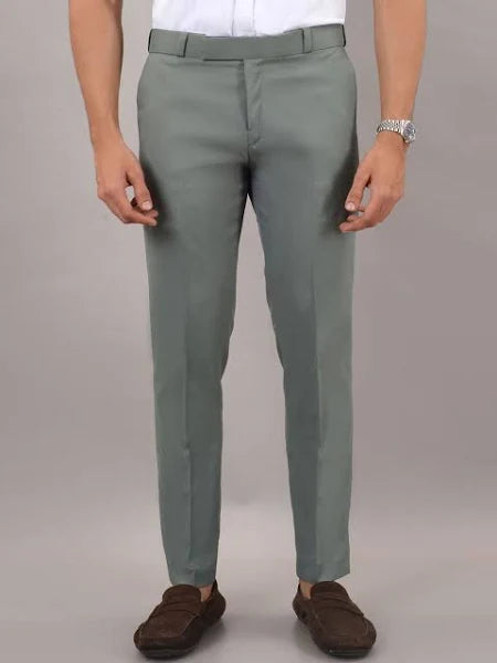 Men Relaxed Straight Leg Slim Fit Formal Trousers