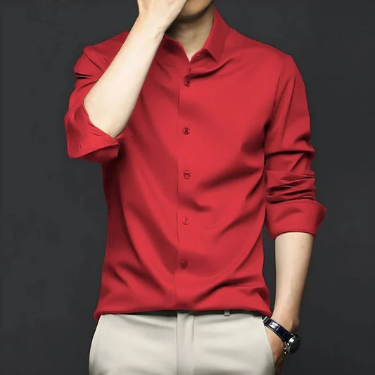 Men Solid Formal Red Shirt