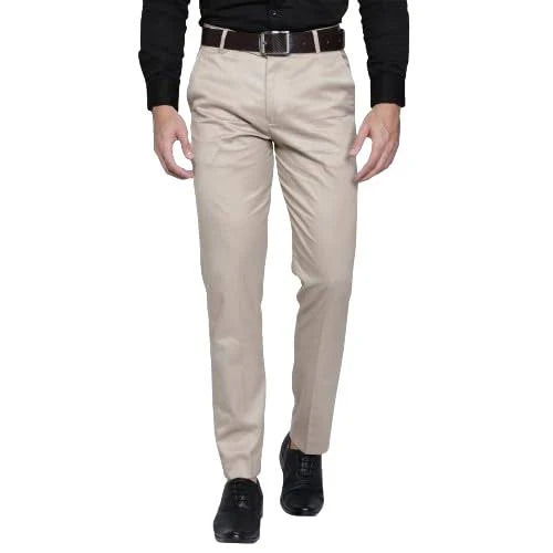 Formal Regular Fit Men Cream Trousers