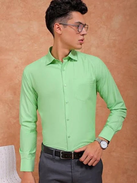 Men Solid Formal Green Shirt