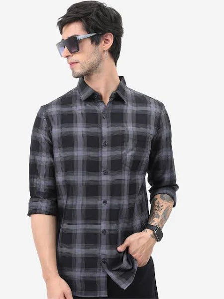 Men Slim Fit Tartan Checked Casual Shirt (39)