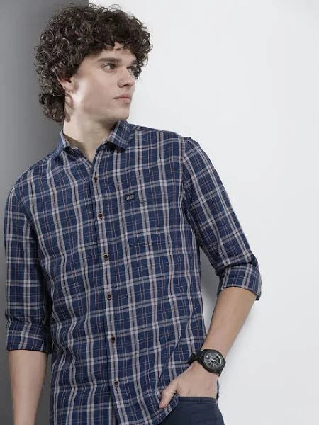 Men Checked Shirt Blue / S