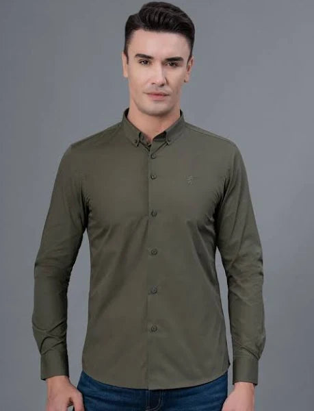 Men Solid Casual Green Shirt