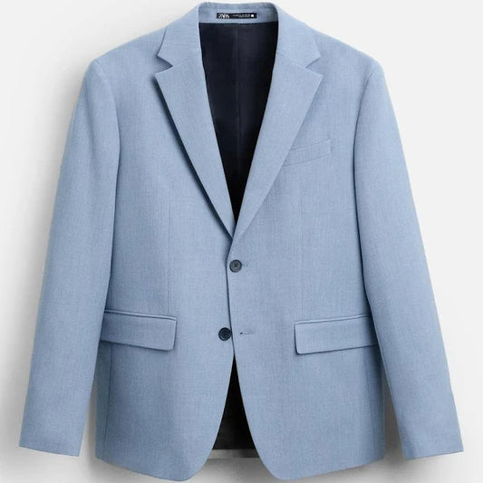 Textured Suit Blazer - Sky Blue - Male