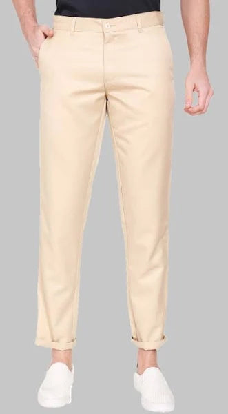 Regular Fit Men Beige Trousers