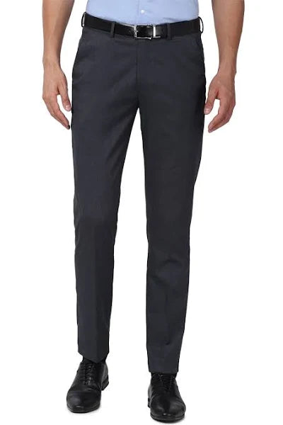 Men Navy Blue Slim Fit Formal Trousers