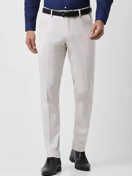 Men Solid Flat Front Formal Trousers