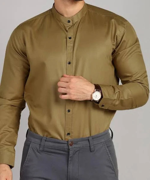 Mildin Men Solid Formal Brown Shirt