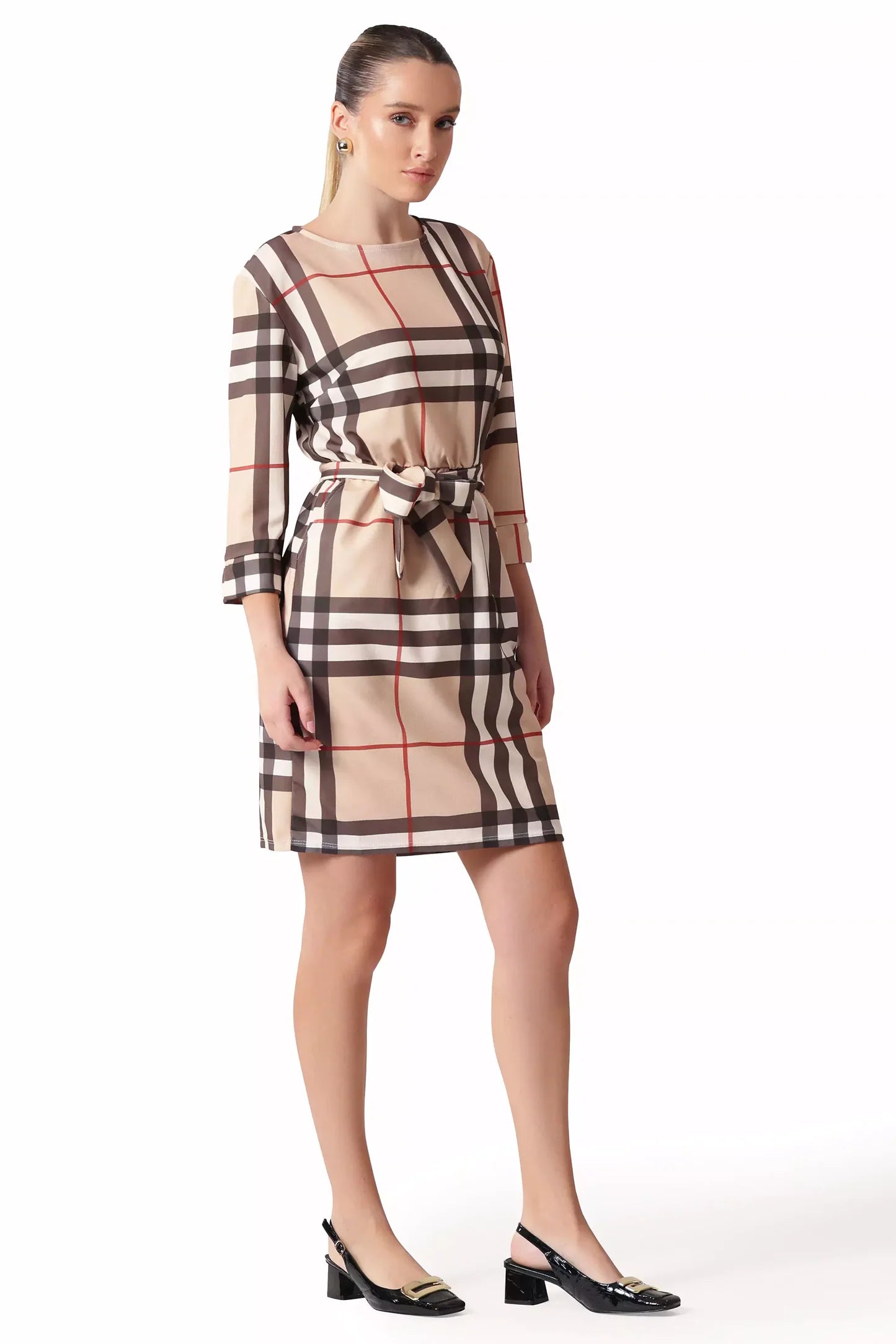 Resortire - Smoky Vogue Checkered Elegance Dress