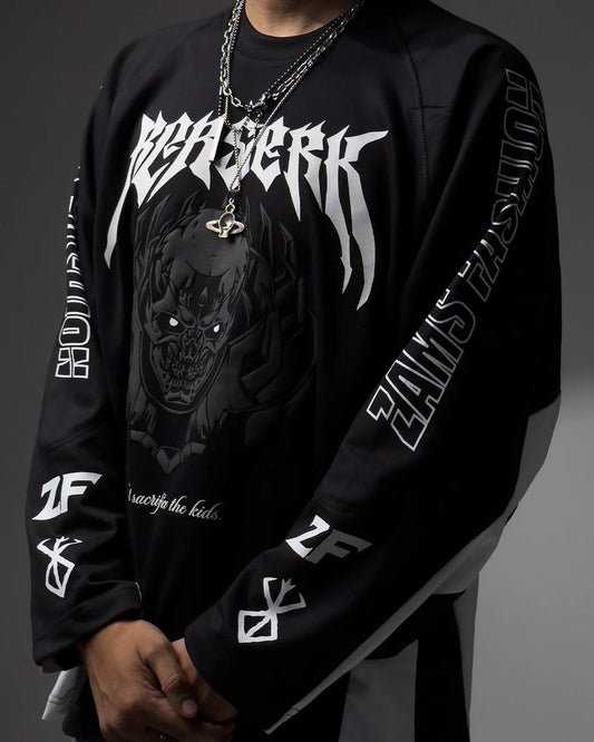 Zams-SKULL KNIGHT / BERSERK / OVERSIZED RAGLAN FULL SLEEVES T-SHIRT