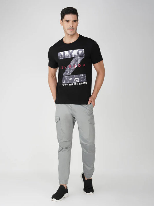 ZZ-Black Cotton Graphic Print T-Shirt – Euro Fit (PHT-003A)